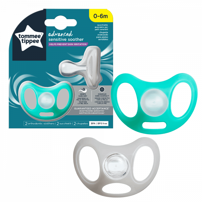 Suzete Sensitive Alb/Turcoaz 0-6 luni