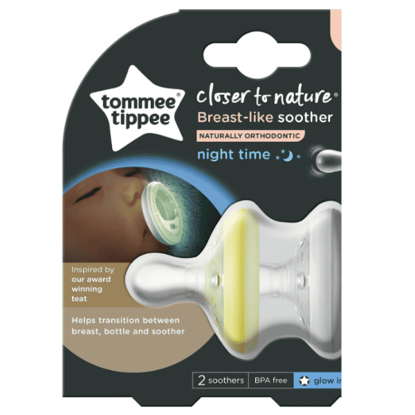 Suzete de noapte Closer to Nature Breast like soother Alb-Galben 0-6 luni