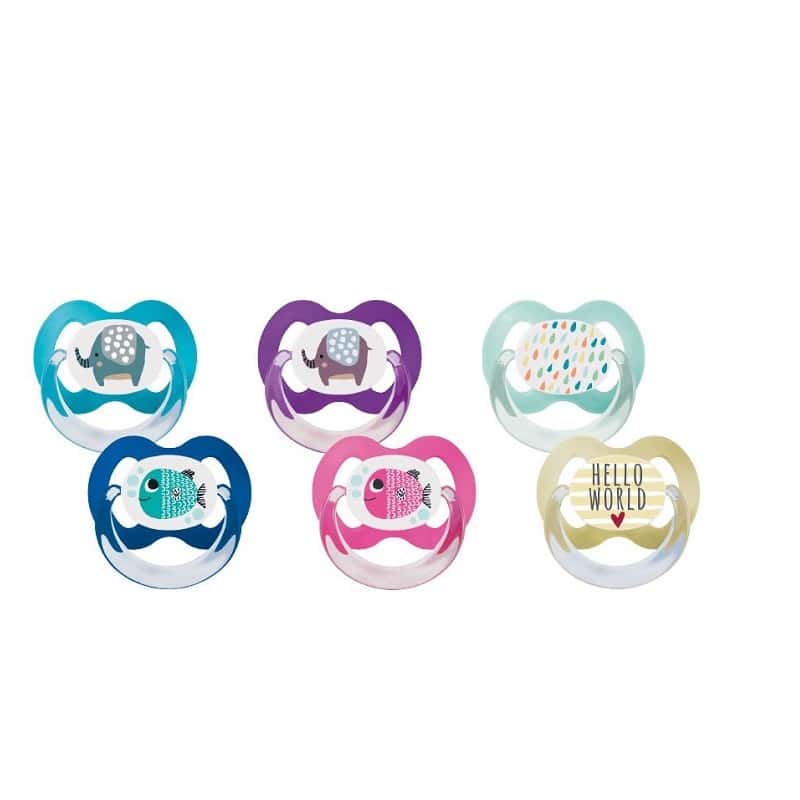 Suzete multicolore cu inel Talia 1+ Steribox