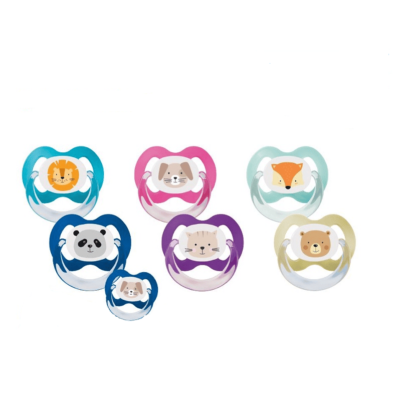 Suzete multicolore cu inel Talia 2 + Steribox