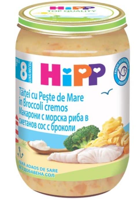 Taitei Bio cu peste de mare in brocolli cremos 8+ luni, 220g, Hipp 1 Taitei Bio cu peste de mare in brocolli cremos 8+ luni