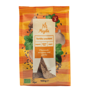Tortilla crackers din seminte de in cu oregano si usturoi Bio