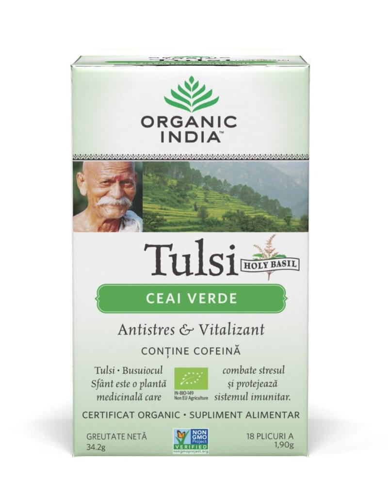 Tulsi Ceai Verde, 18 plicuri, Organic India 1 Tulsi Ceai Verde