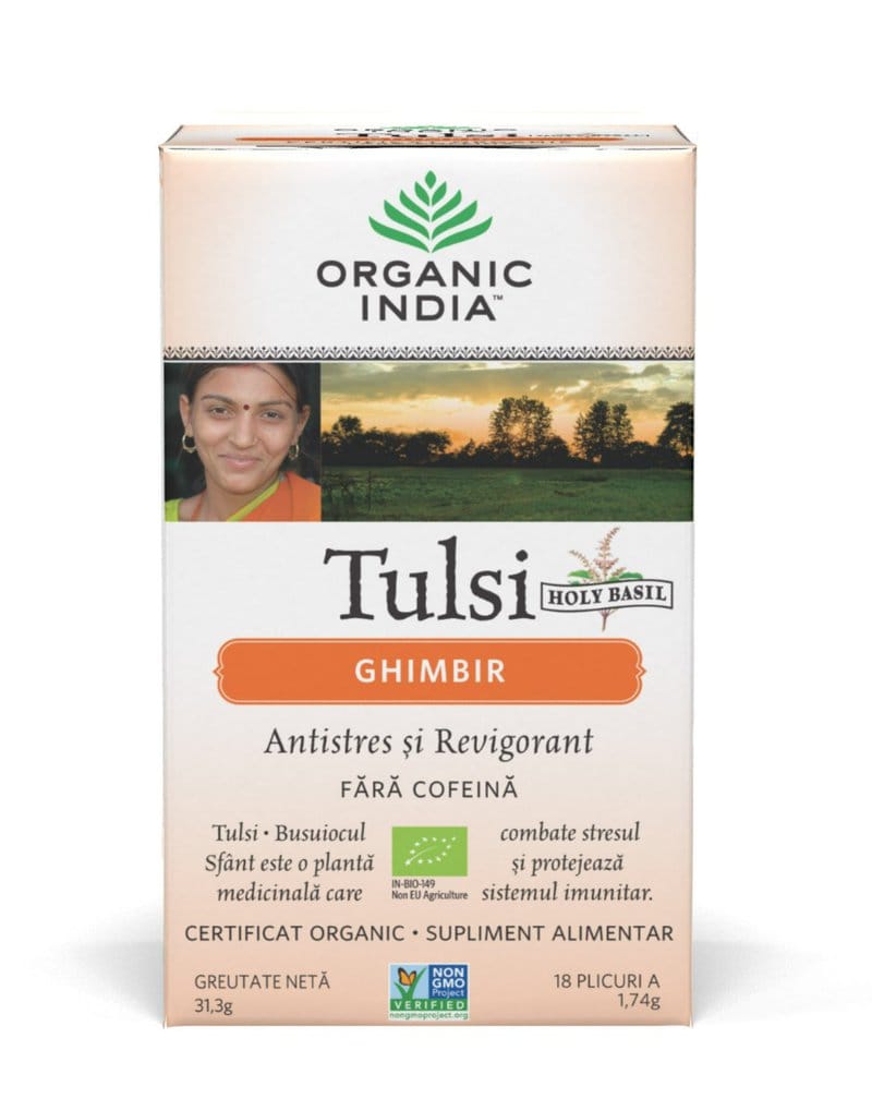 Tulsi Ceai de Ghimbir, 18 plicuri, Organic India 1 Tulsi Ceai de Ghimbir