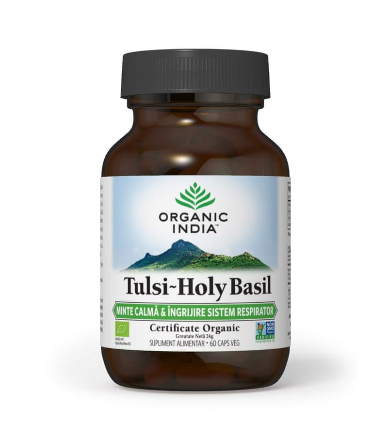 Tulsi minte calma si ingrijire sistem respirator, 60 capsule, Organic India 1 Tulsi minte calma si ingrijire sistem respirator