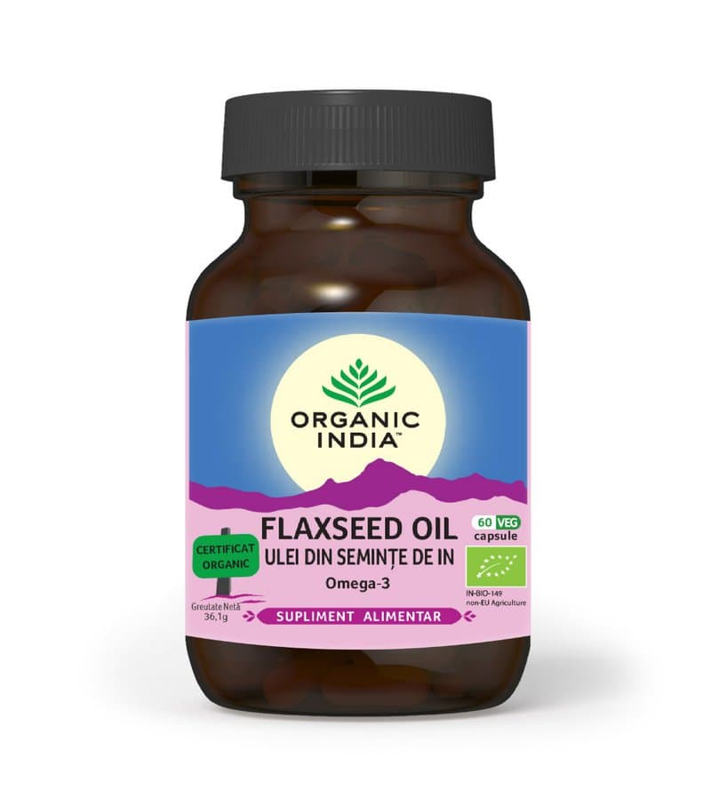 Ulei din seminte de in organic Omega-3, 60 capsule, Organic India 1 Ulei din seminte de in organic Omega-3