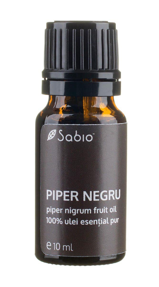 Ulei esential pur din piper negru (piper nigrum fruit oil), 10ml, Sabio 1 Ulei esential pur din piper negru (piper nigrum fruit oil)