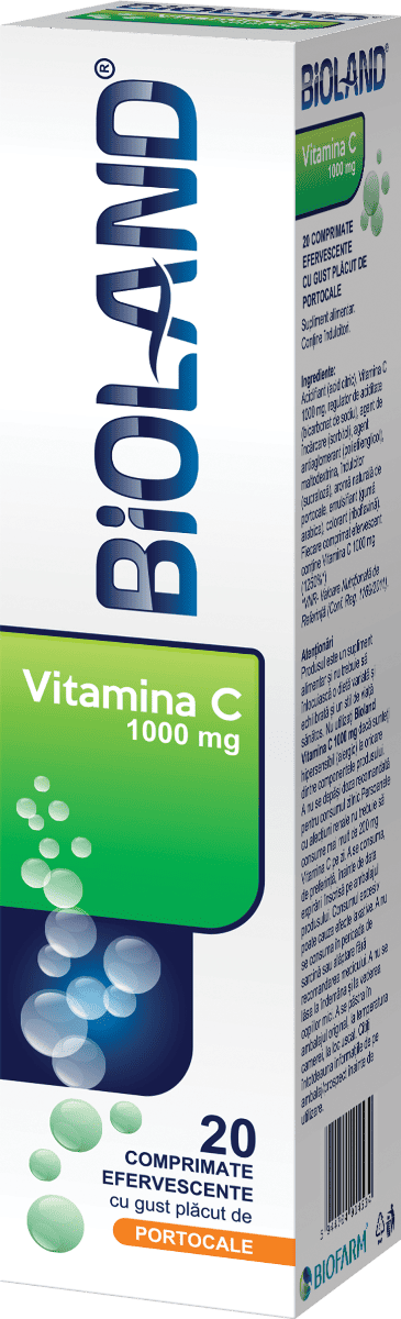 Vitamina C 1000 mg Bioland, 20 comprimate efervescente, Biofarm 1 Vitamina C 1000 mg Bioland