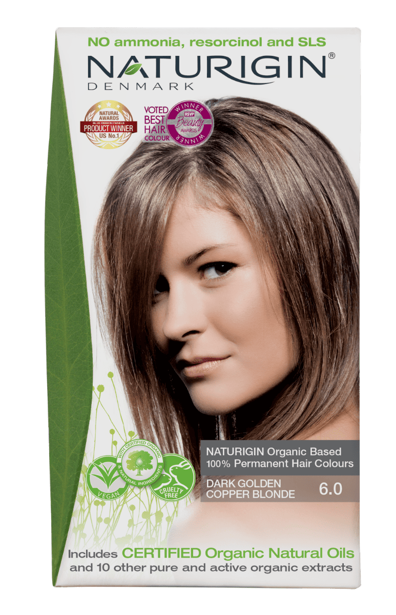 Vopsea de par Dark Golden Copper Blonde 6.0, 115ml, Naturigin 1 Vopsea de par Dark Golden Copper Blonde 6.0