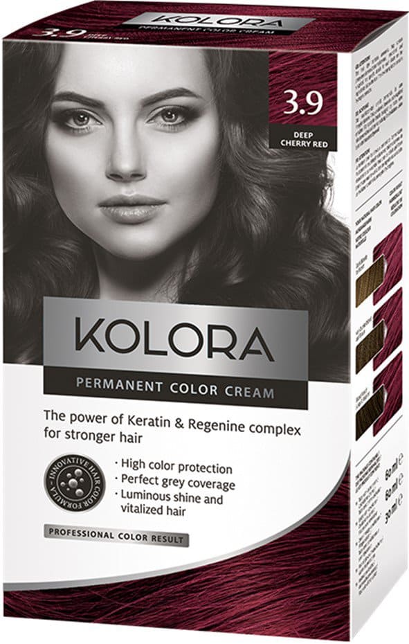 Vopsea de par Kolora 3.9 Deep Cherry Red, 50ml, Aroma 1 Vopsea de par Kolora 3.9 Deep Cherry Red