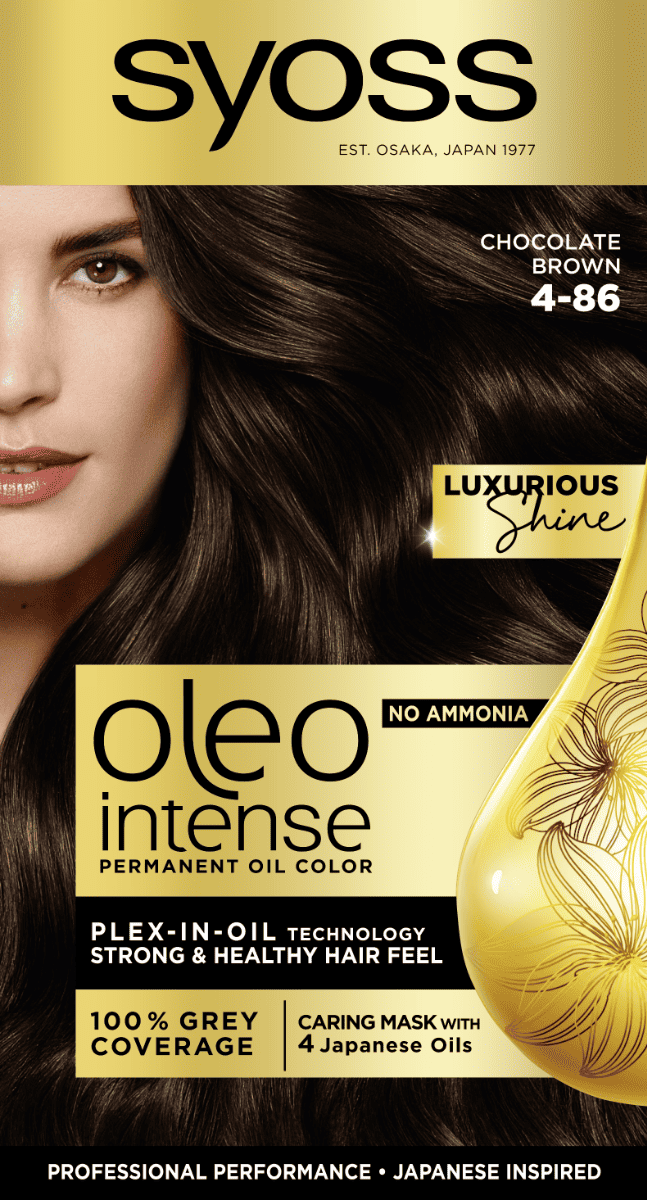 Vopsea de par fara amoniac Color Oleo 4-86 saten ciocolatiu, 115ml, Syoss 1 Vopsea de par fara amoniac Color Oleo 4-86 saten ciocolatiu
