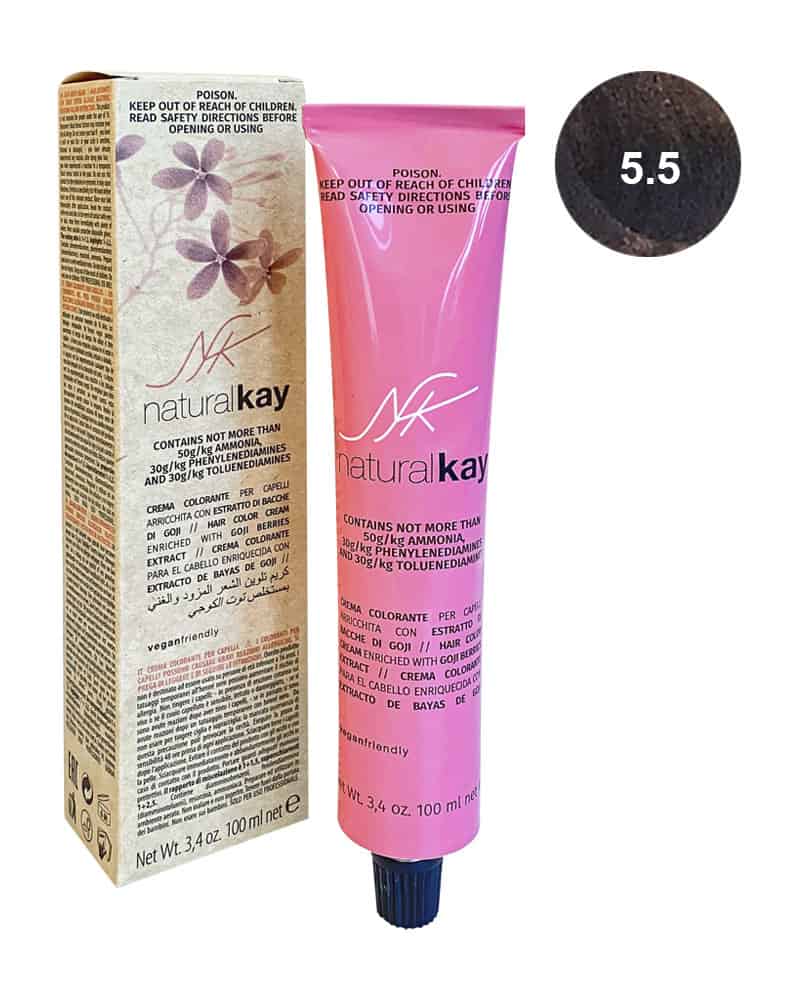 Vopsea vegana 5.5 Mahogany Light Chestnut, 100ml, Natural Kay 1 Vopsea vegana 5.5 Mahogany Light Chestnut