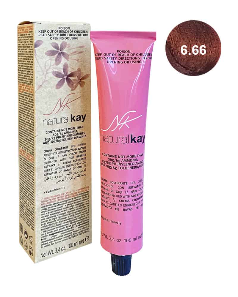 Vopsea vegana 6.66 Intense Red Dark Blonde, 100ml, Natural Kay 1 Vopsea vegana 6.66 Intense Red Dark Blonde
