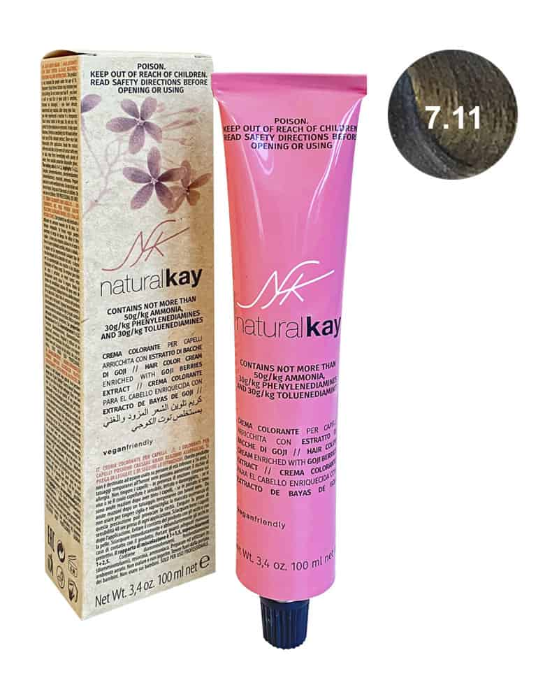 Vopsea vegana 7.11 Intense ASH Blonde, 100ml, Natural Kay 1 Vopsea vegana 7.11 Intense ASH Blonde