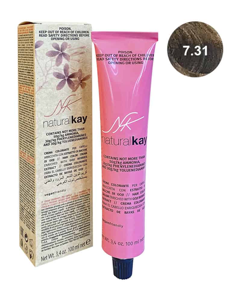 Vopsea vegana 7.31 Beige Blonde, 100ml, Natural Kay 1 Vopsea vegana 7.31 Beige Blonde