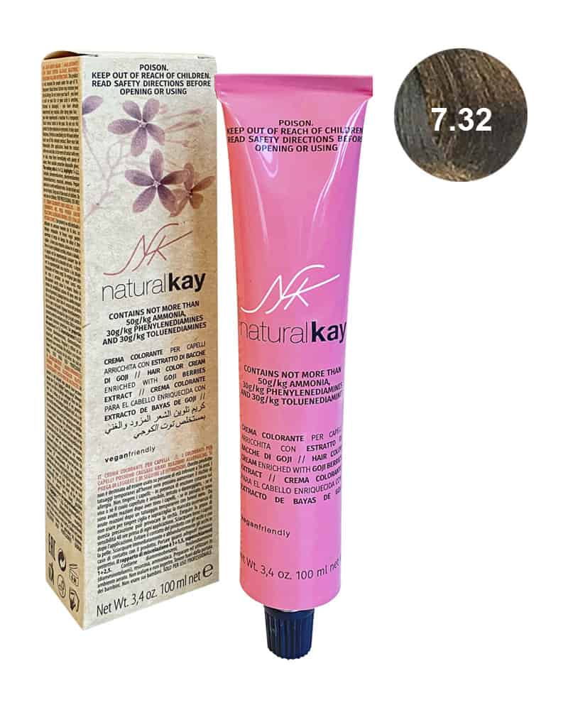 Vopsea Vegana 7.32 Caramel Blonde | Natural Kay 1 Vopsea vegana 7.32 Caramel Blonde, 100ml, Natural Kay
