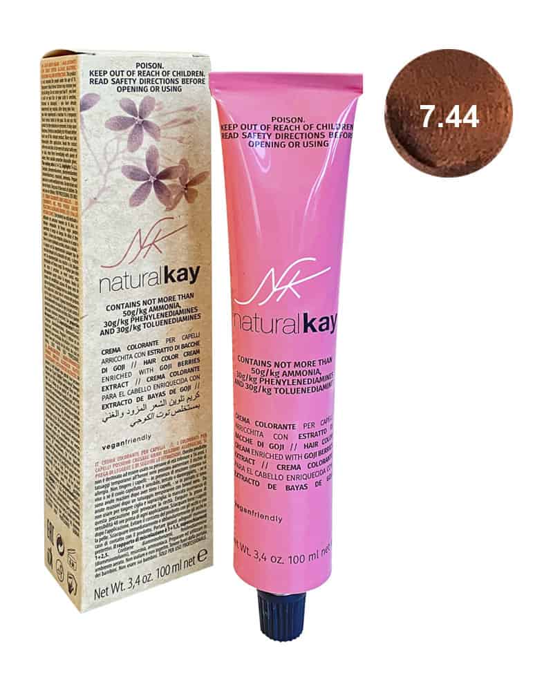 Vopsea vegana 7.44 Intense Copper Blonde, 100ml, Natural Kay 1 Vopsea vegana 7.44 Intense Copper Blonde