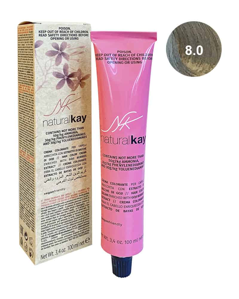 Vopsea vegana 8.0 Light Blonde, 100ml, Natural Kay 1 Vopsea vegana 8.0 Light Blonde