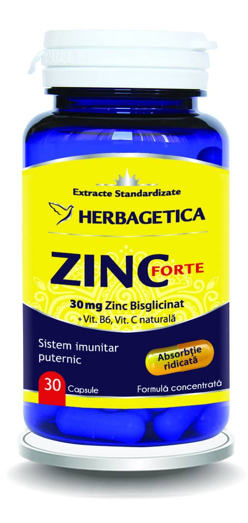 Zinc Forte, 30 capsule, Herbagetica 1 Zinc Forte