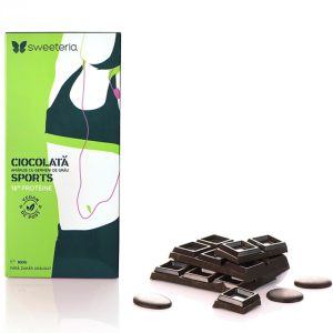 Ciocolata amaruie germeni grau 18%proteine Sports fara zahar 100g - SWEETERIA