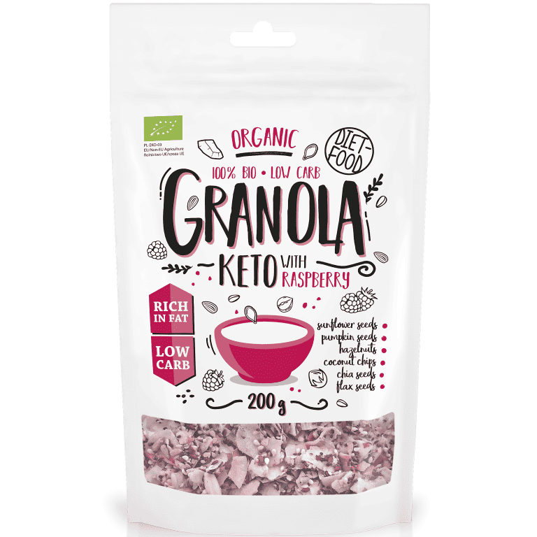 Granola keto zmeura bio 200g - DIET FOOD