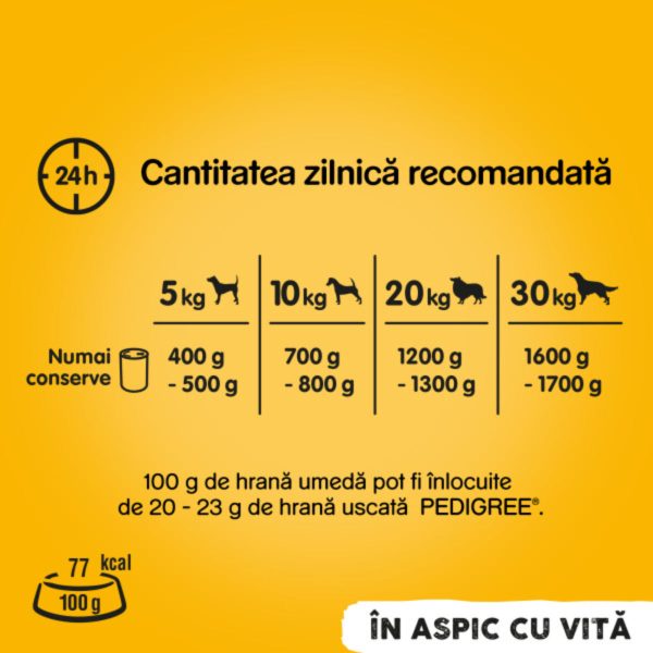PEDIGREE, XS-XL, Vită și Pasăre, conservă hrană umedă câini, (în aspic), 1.2kg - imagine 7