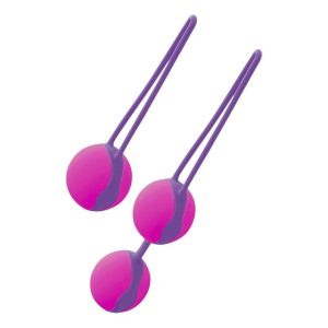 Bile kegel LIEBE Love Balls Set, din silicon premium, pentru tonifierea mușchilor pelvieni, cu greutăți progresive, roz cu mov – ofertă, preț și specificații
