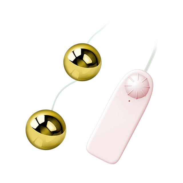 Bile vibratoare BAILE Golden Ball, pentru stimulare vaginală sau anală, control prin telecomandă cu fir, culoare auriu 1 Bile vibratoare BAILE Golden Ball