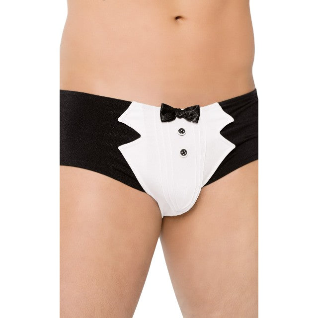 Boxeri sexy SOFTLINE Shorts 4504, lenjerie erotică pentru bărbați cu design de tuxedo cu papion, negru cu alb, mărime L 1 Boxeri sexy SOFTLINE Shorts 4504