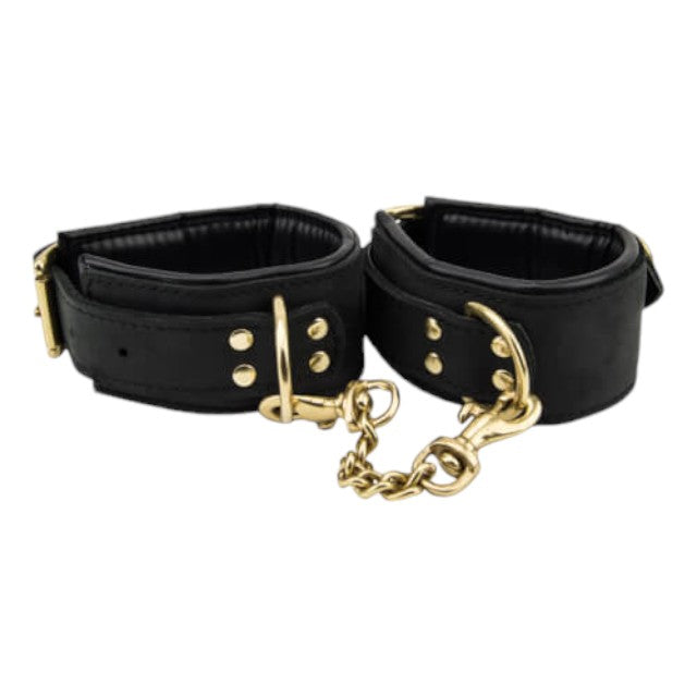 Cătușe BOUND Noir Nubuck, din piele naturală și alamă, ajustabile, negru cu auriu 1 Cătușe BOUND Noir Nubuck