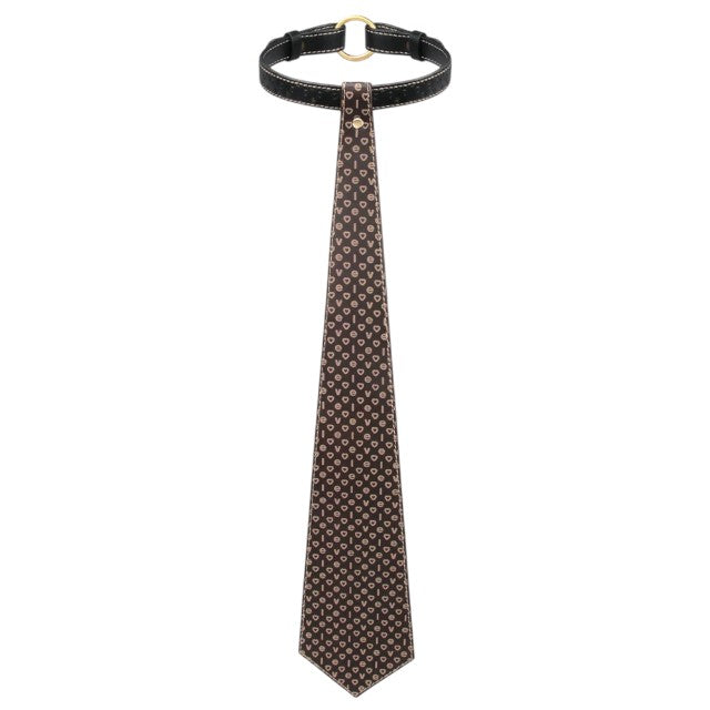 Choker LOVETOY Rebellion Tie Collar, lesă BDSM din piele artificială, cu cravată, mărime ajustabilă, negru cu maro 1 Choker LOVETOY Rebellion Tie Collar
