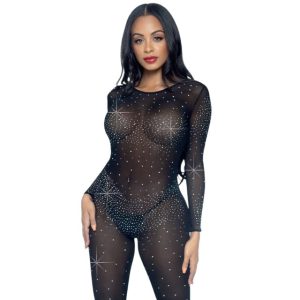 Costum sexy LEG AVENUE Sheer Rhinestone Catsuit