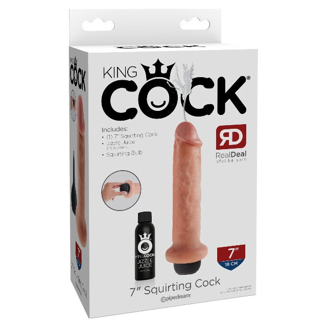 Dildo cu funcție de ejaculare KING COCK 7” Squirting Cock, ultra-realist, culoarea pielii, 18 cm 1 Dildo cu funcție de ejaculare KING COCK 7” Squirting Cock