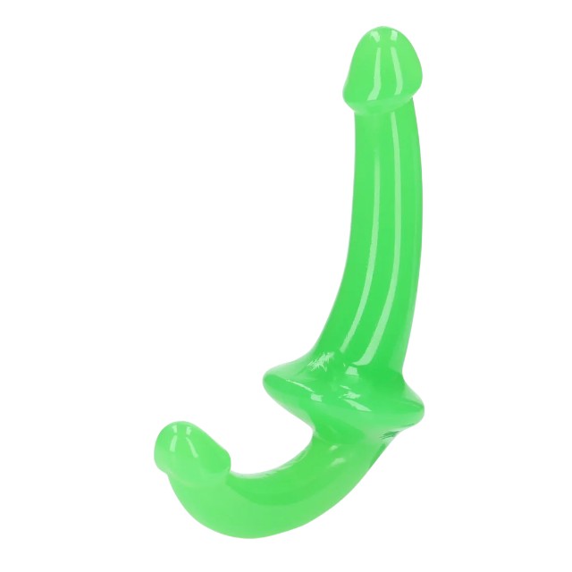 Dildo dublu REALROCK Glow In The Dark Dildo 6”, strap-on fără ham, din TPE, lungime 20 cm, verde fosforescent 1 Dildo dublu REALROCK Glow In The Dark Dildo 6”