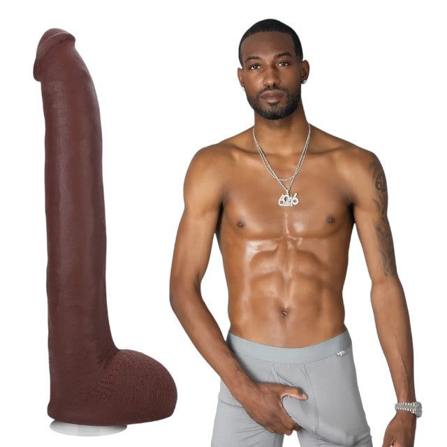 Dildo realist DOC JOHNSON Ultraskyn Signature Cocks - Hollywood Cash, bază cu ventuză pentru fixare, 29 cm, culoarea maro 1 Dildo realist DOC JOHNSON Ultraskyn Signature Cocks - Hollywood Cash