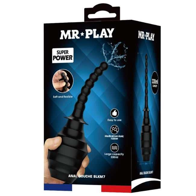 Dus anal MR PLAY - Super Power BLKM7, din cauciuc, capacitate de 330 ml, negru 1 Dus anal MR PLAY - Super Power BLKM7