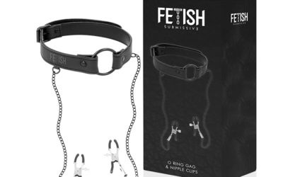 Home v2 10 Gag FETISH SUBMISSIVE cu inel pentru gură și cleme pentru sâni