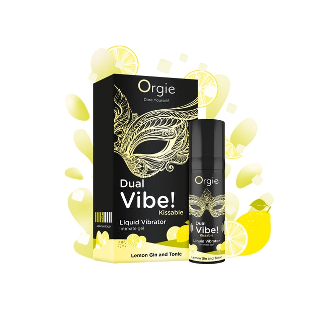 Gel ORGIE Dual Vibe! Kissable - Lemon Gin and Tonic, pentru stimulare clitoris si excitare, efect incalzire si furnicaturi, 15 ml 1 Gel ORGIE Dual Vibe! Kissable - Lemon Gin and Tonic