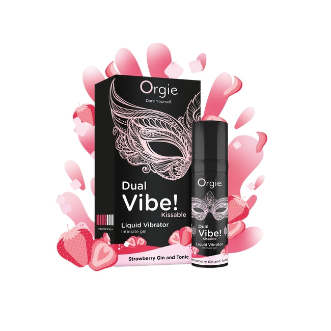 Gel ORGIE Dual Vibe! Kissable - Strawberry Gin and Tonic, pentru stimulare clitoris si excitare, efect incalzire si furnicaturi, 15 ml 1 Gel ORGIE Dual Vibe! Kissable - Strawberry Gin and Tonic