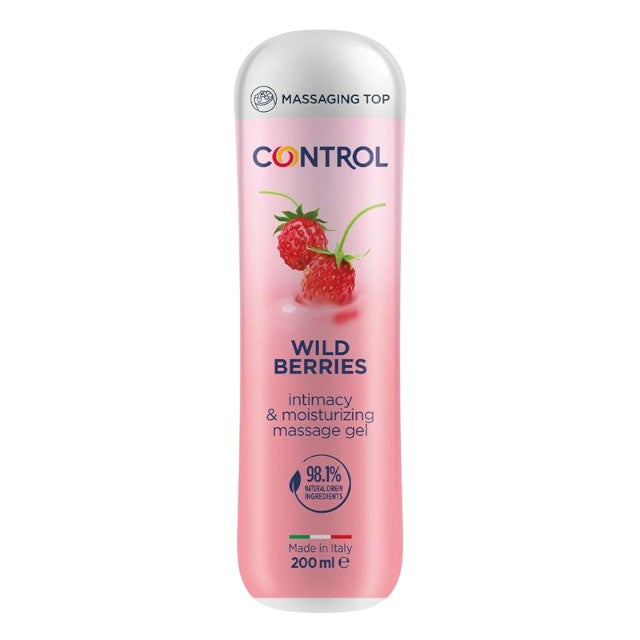 Gel pentru masaj și lubrifiant CONTROL Wild Berries, capac cu bile de masaj, aromă de fructe de pădure, 200 ml 1 Gel pentru masaj și lubrifiant CONTROL Wild Berries