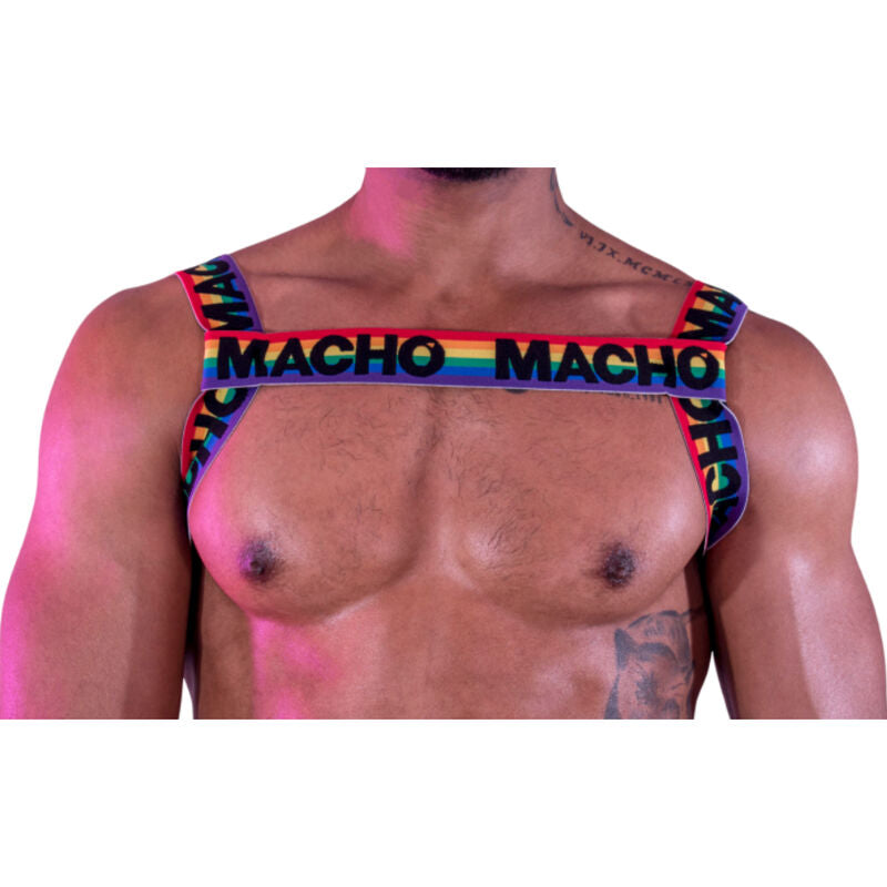 Ham elastic MACHO - Double Harness, culoare Pride, marime universala 1 Ham elastic MACHO - Double Harness