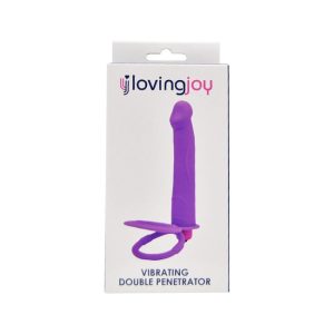 Inel dublu pentru penis cu dildo LOVING JOY Vibrating Double Penetrator