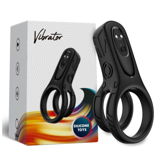 Inel vibrator dublu pentru penis ARMONY - Vibrator, 9 moduri de vibrare, negru 1 Inel vibrator dublu pentru penis ARMONY - Vibrator