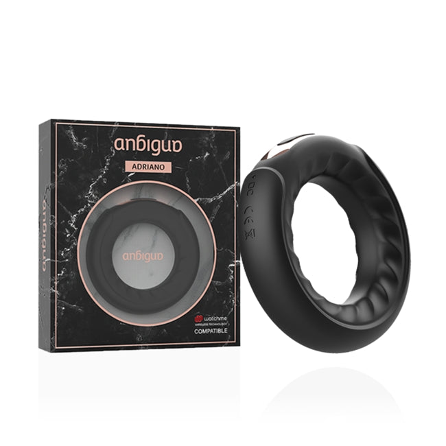 Inel vibrator pentru penis ANBIGUO Adriano, cu telecomanda tip ceas Watchme, 7 functii de vibratie, rezistent la apa IPX7, negru 1 Inel vibrator pentru penis ANBIGUO Adriano