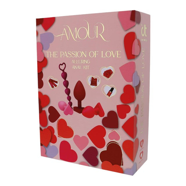 Kit DREAMTOYS Amour The Passion Of Love, set 8 produse, cu 3 dopuri anale, panglică din satin, lubrifiant și petale de trandafir 1 Kit DREAMTOYS Amour The Passion Of Love