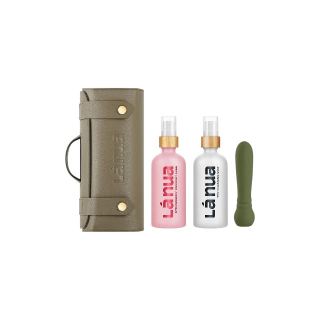 Kit cadou LáNua Vibrator bullet Ultra + Lubrifiant cu aromă de CĂPȘUNI ȘI COCOS + Spray curățare jucării sexuale + Geantă de călătorie 1 Kit cadou LáNua Vibrator bullet Ultra + Lubrifiant cu aromă de CĂPȘUNI ȘI COCOS + Spray curățare jucării sexuale + Geantă de călătorie