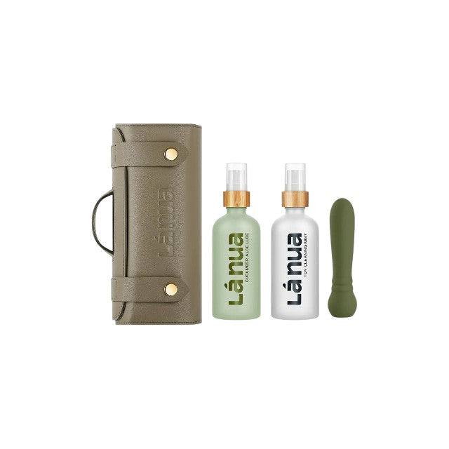 Kit cadou LáNua Vibrator bullet Ultra + Lubrifiant cu aromă de CASTRAVETE ȘI ALOE + Spray curățare jucării sexuale + Geantă de călătorie 1 Kit cadou LáNua Vibrator bullet Ultra + Lubrifiant cu aromă de CASTRAVETE ȘI ALOE + Spray curățare jucării sexuale + Geantă de călătorie