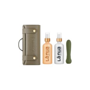 Kit cadou LáNuaVibrator bullet Ultra + Lubrifiant cu aromă de MIERE ȘI VANILIE + Spray curățare jucării sexuale + Geantă de călătorie