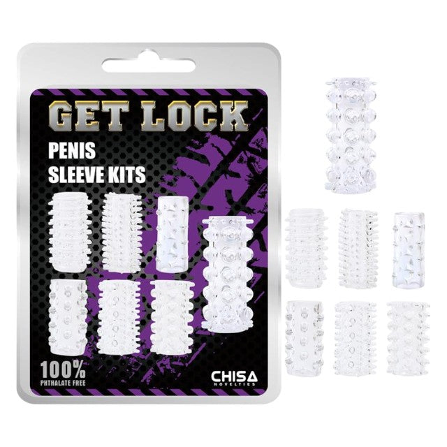 Kit manșoane pentru penis CHISA GK POWER Penis Sleeve Kits, pentru stimulare intensă și îngroșare, cu 7 tipuri de striații, transparente 1 Kit manșoane pentru penis CHISA GK POWER Penis Sleeve Kits