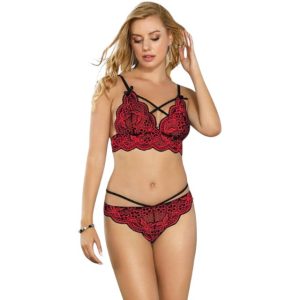 Lenjerie set 2 piese Subblime rosu si negru